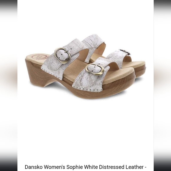 Dansko Sophie White Distressed Leather Sandals - Picture 4 of 7